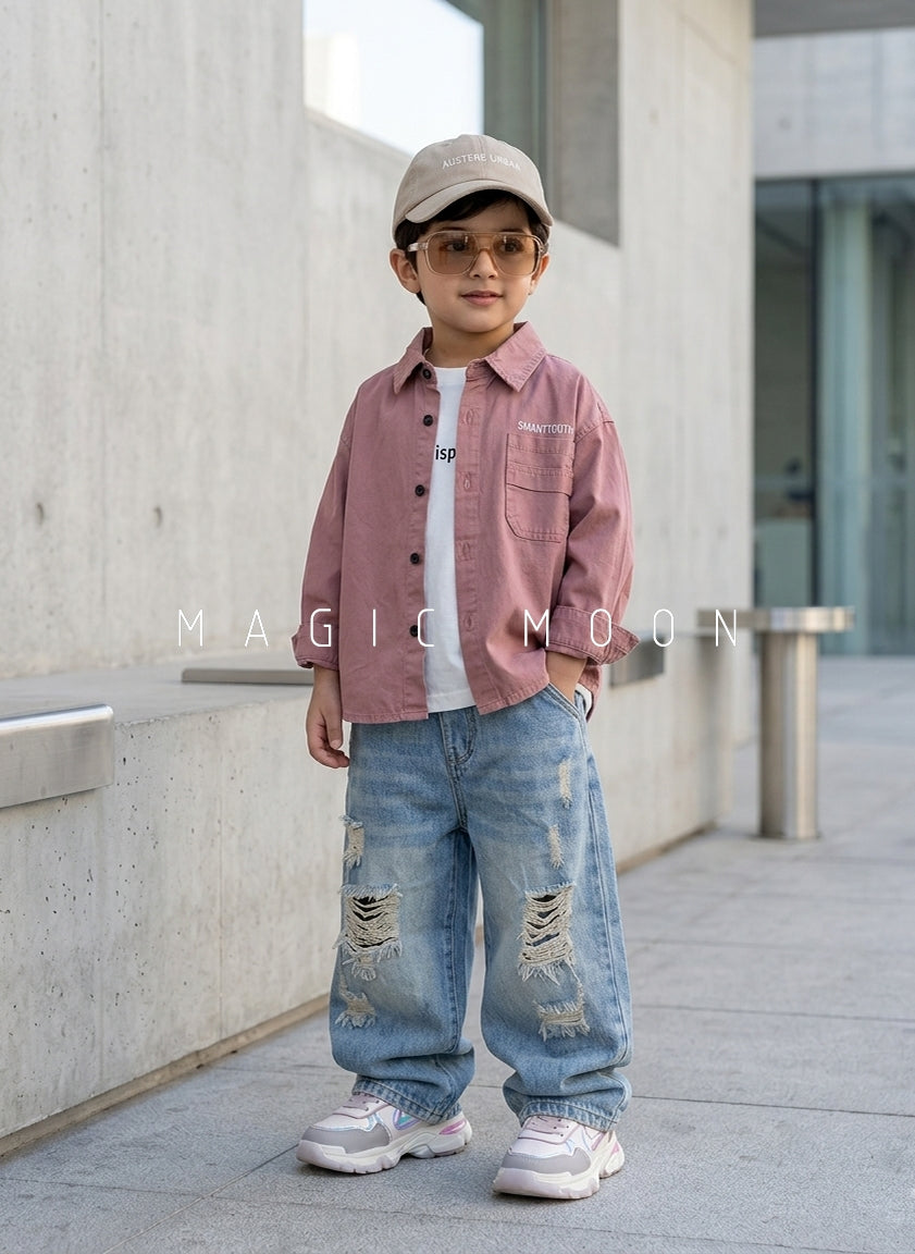 SHFS03 Unisex Full Sleeve Oversized Shirt with Inner T Shirt