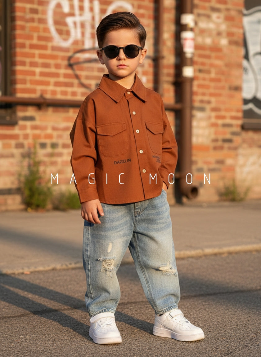 Boy's Full Sleeve Oversized Shirt