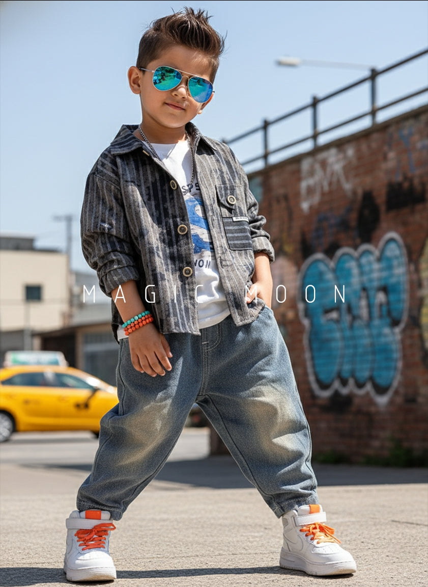 Unisex Full Sleeve Oversized Shirt, Inner T Shirt and Pant Set