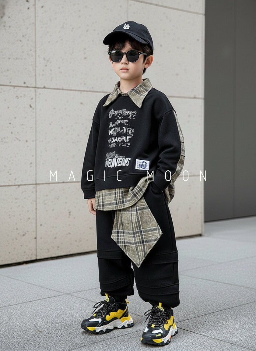 Unisex Full Sleeve Oversized Layered Look T Shirt with Baggy Pant Set