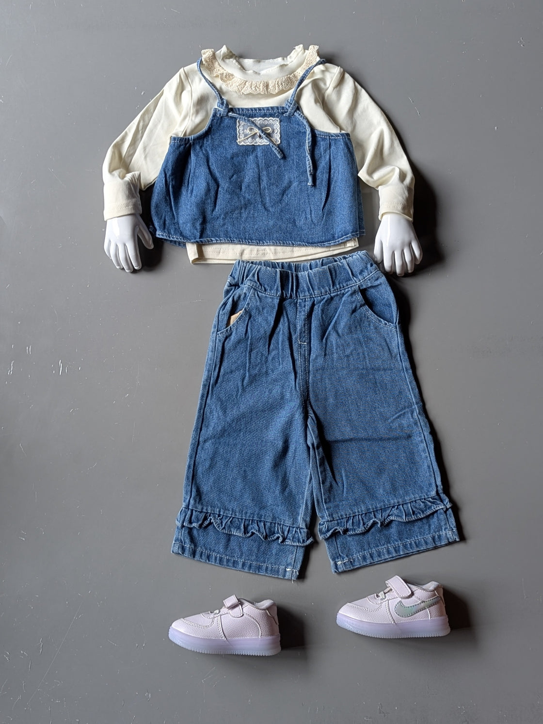 Full Sleeve T Shirt, Denim Vest and pant Set