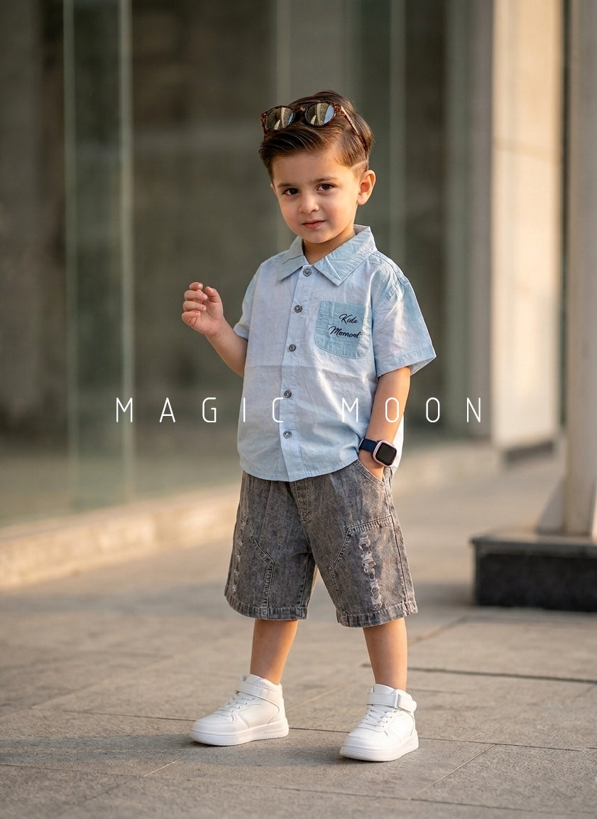 ST101 Unisex Half Sleeve Oversized Shirt with Shorts Set