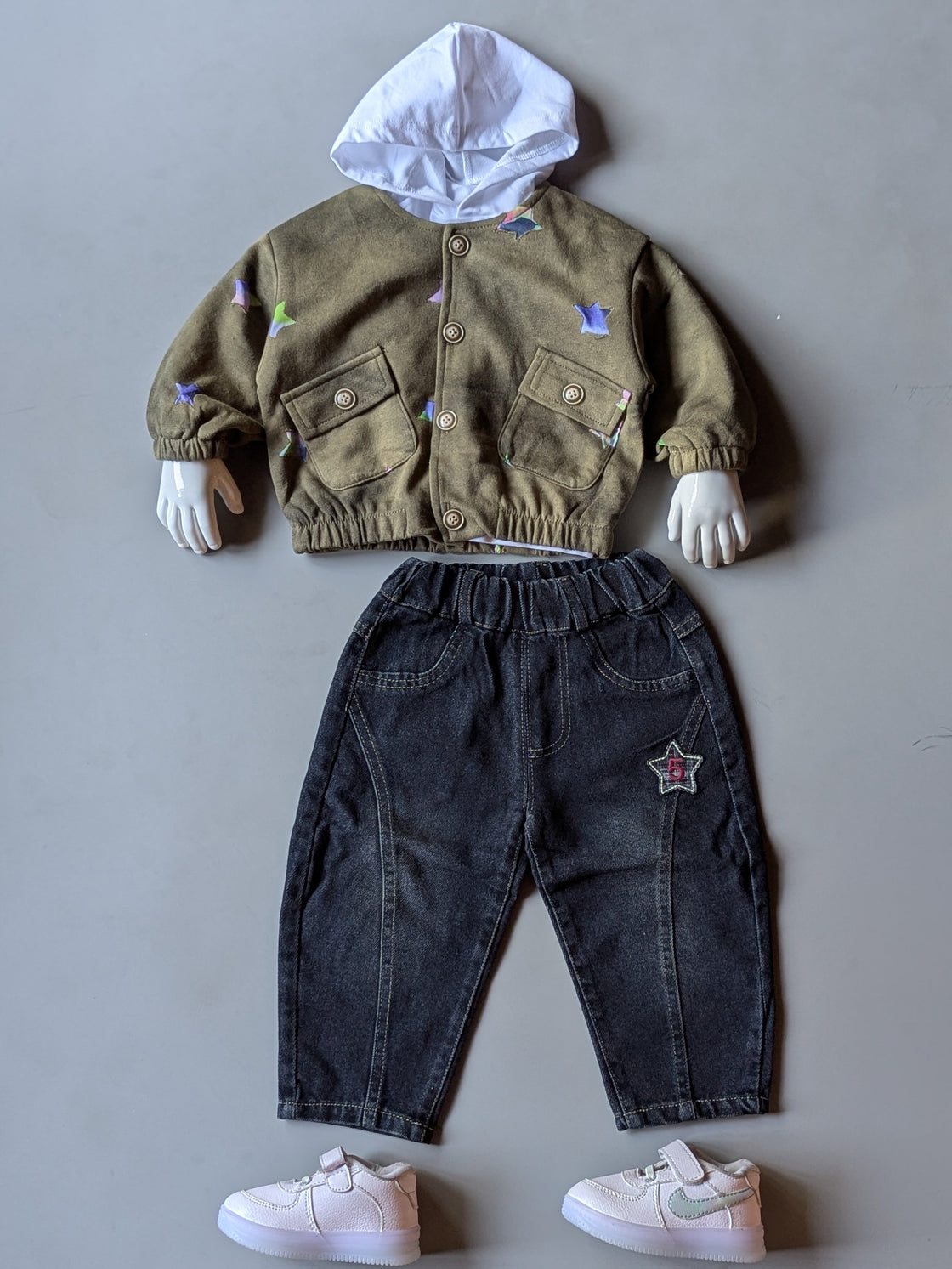 Unisex Full Sleeve Oversized Jacket Inner Hooded T Shirt and Pant Set