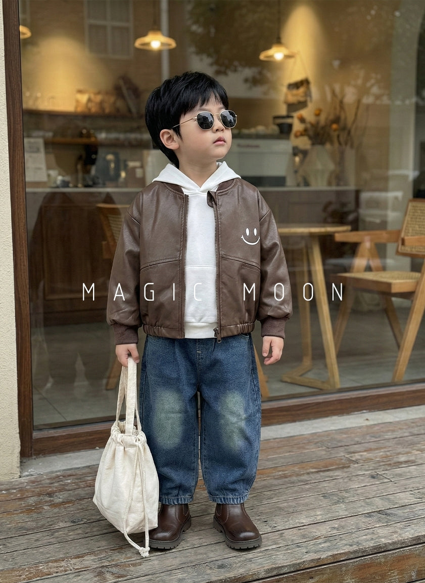 Unisex Full Sleeve Oversized Leather Jacket, Inner Hooded T Shirt and Pant Set