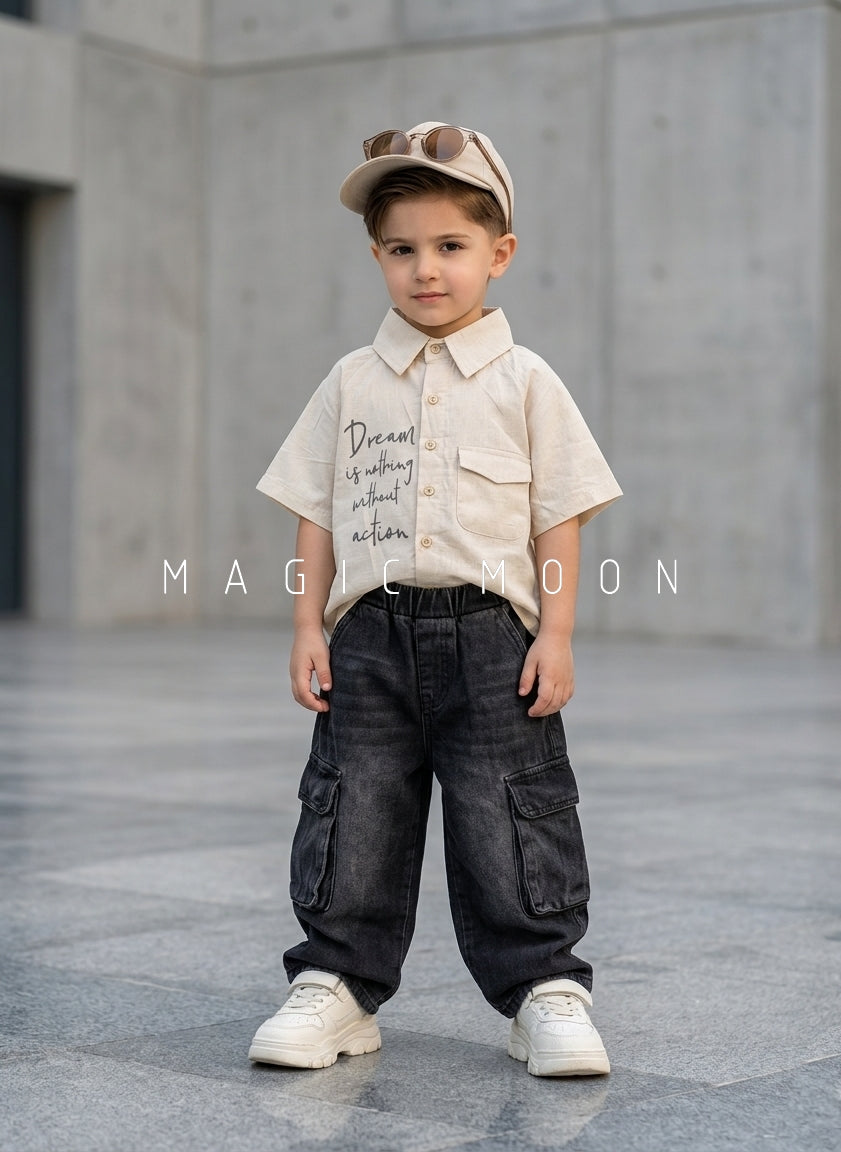 SHHS02 Boy's Half Sleeve Oversized Shirt