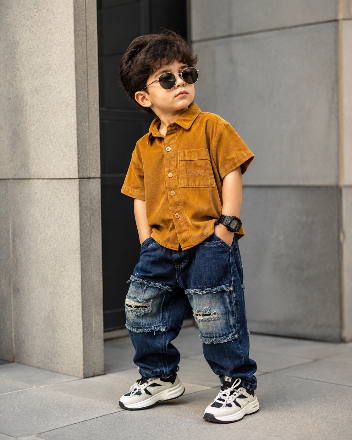 SHTCD01-002 Boy's Half Sleeve Oversized Shirt