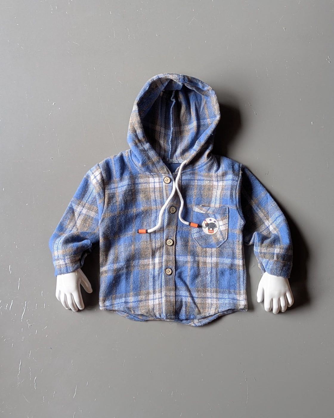 Unisex Check Hooded Shirt