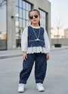 Girl's Full Sleeve Top with Chain and wide leg Pant Set
