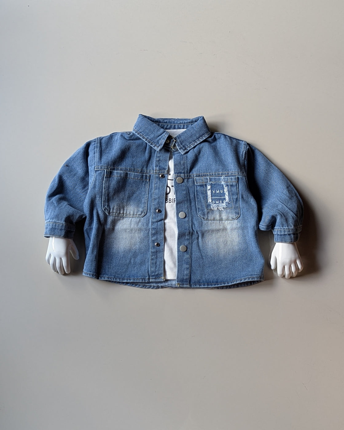 JKT02 Unisex Full Sleeve Oversized Denim Jacket with Inner T Shirt