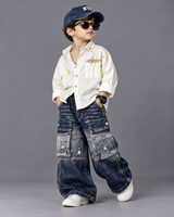 STIM164 Boys Full Sleeve Oversized Shirt with Super Baggy Jeans