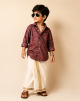 SHGMH01-00 Boys Full Sleeve Oversized Floral Print Shirt