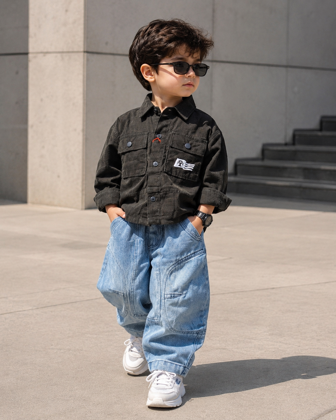 SHFS22 Boys Full Sleeve Oversized Back Printed Shirt