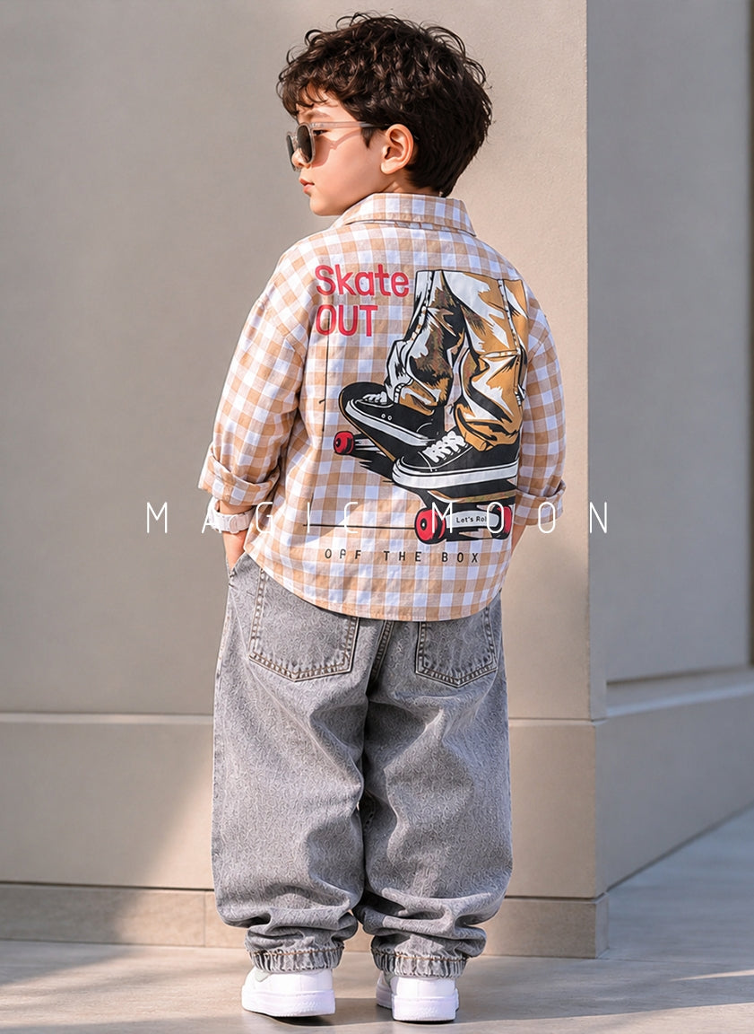 SHFS15 Boy's Full Sleeve Oversized Back Printed Shirt