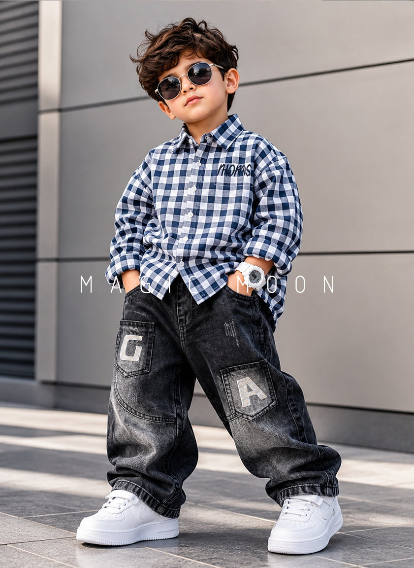SHFS15 Boy's Full Sleeve Oversized Back Printed Shirt