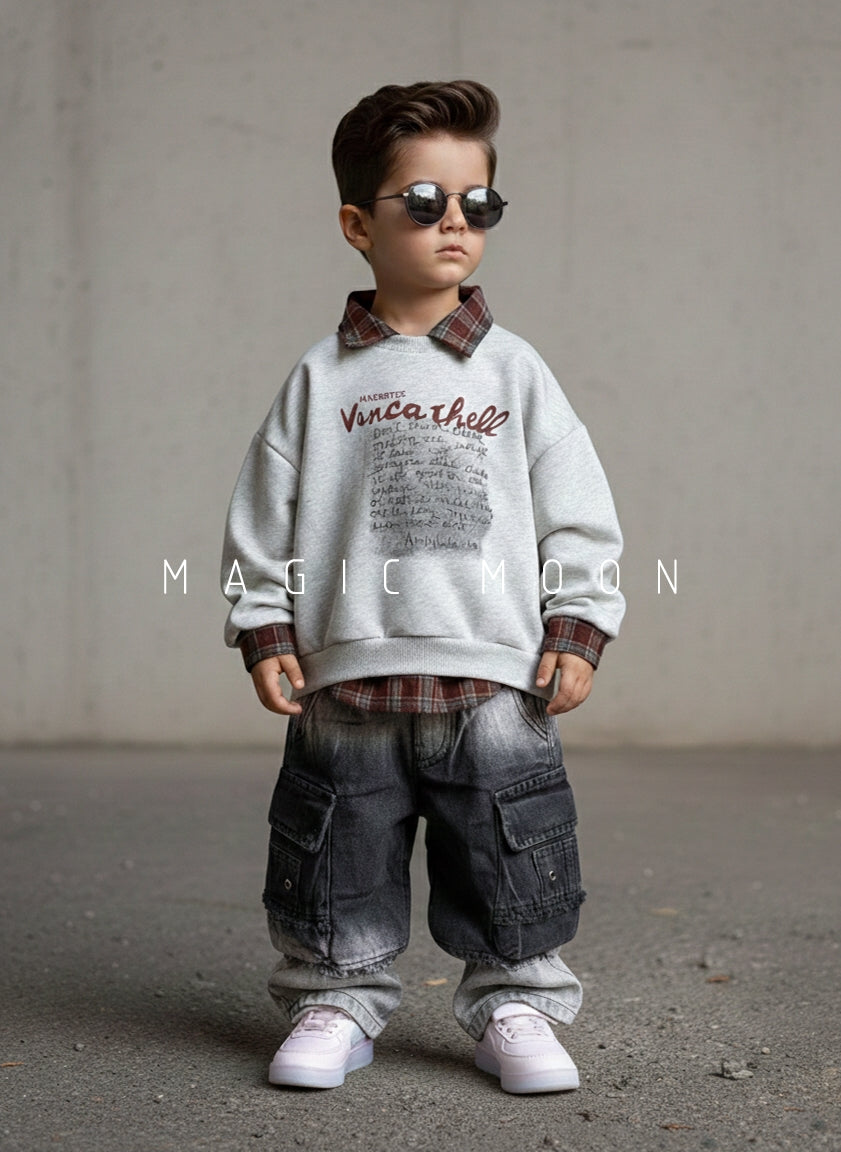 Unisex Full Sleeve Oversized Layered Look Polo T Shirt