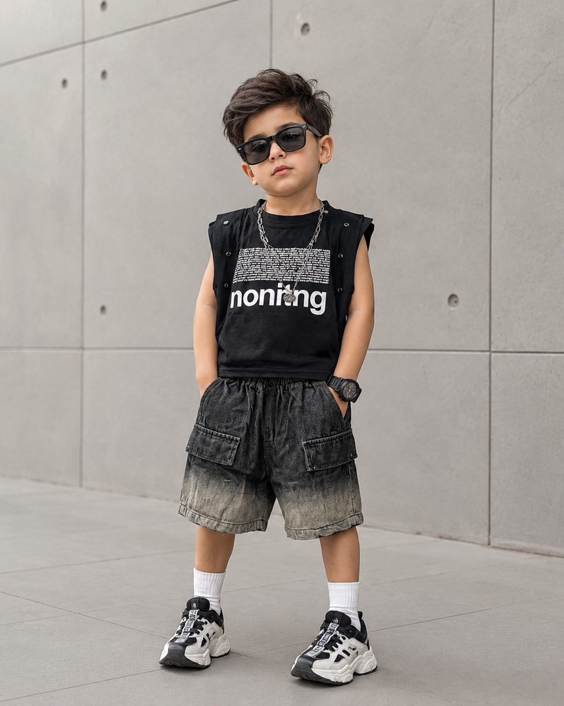 ST107 Unisex Sleeveless T Shirt and Shorts Set