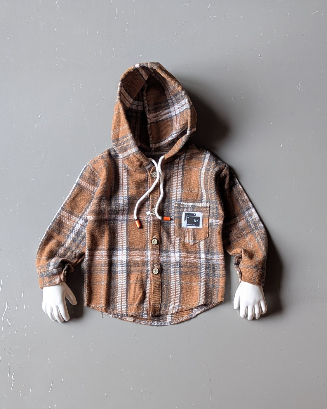 Unisex Check Hooded Shirt