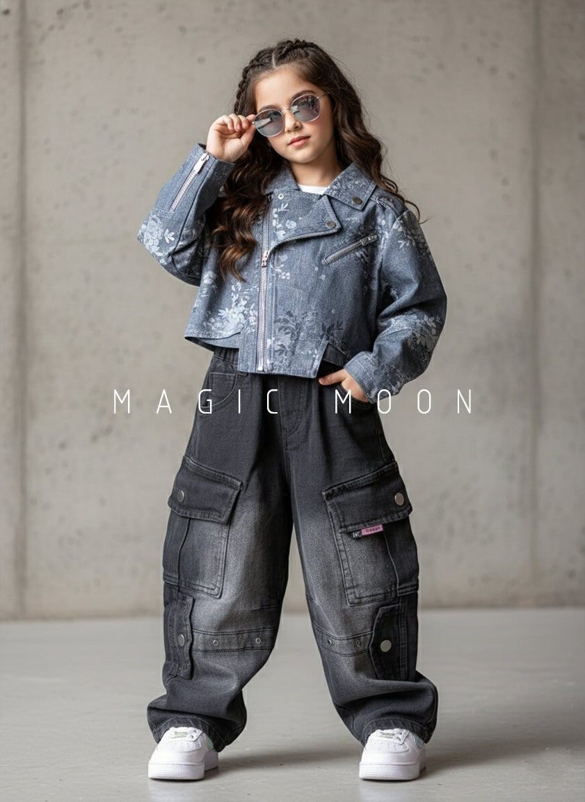 Girl's Full Sleeve Oversized Crop Length Jacket