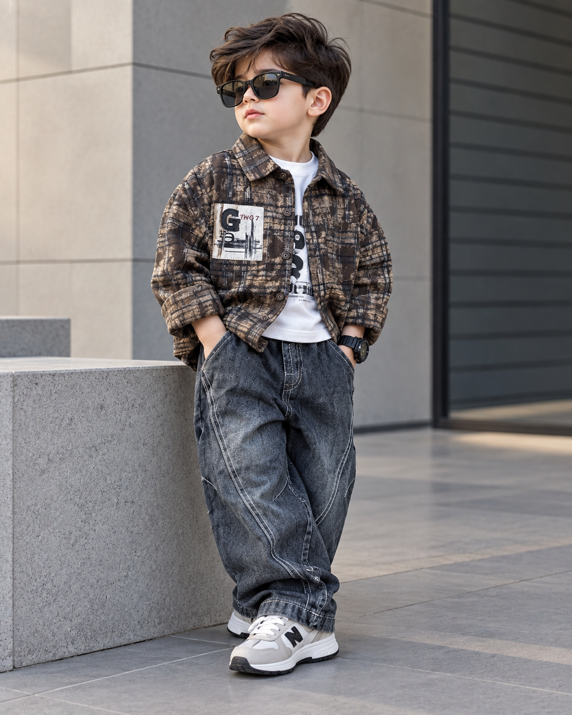 STIM121-01 Unisex Full Sleeve Oversized Shirt with Inner T Shirt and Pant Set