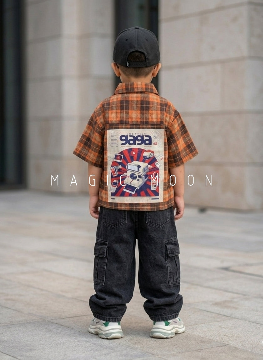 SHHS02 Boy's Half Sleeve Oversized Back Printed Shirt