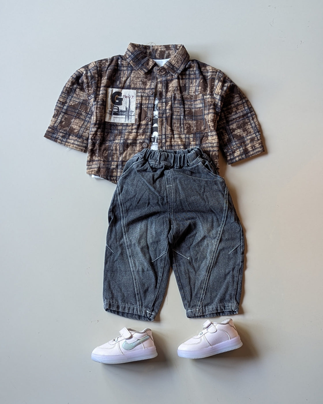 STIM121-01 Unisex Full Sleeve Oversized Shirt with Inner T Shirt and Pant Set