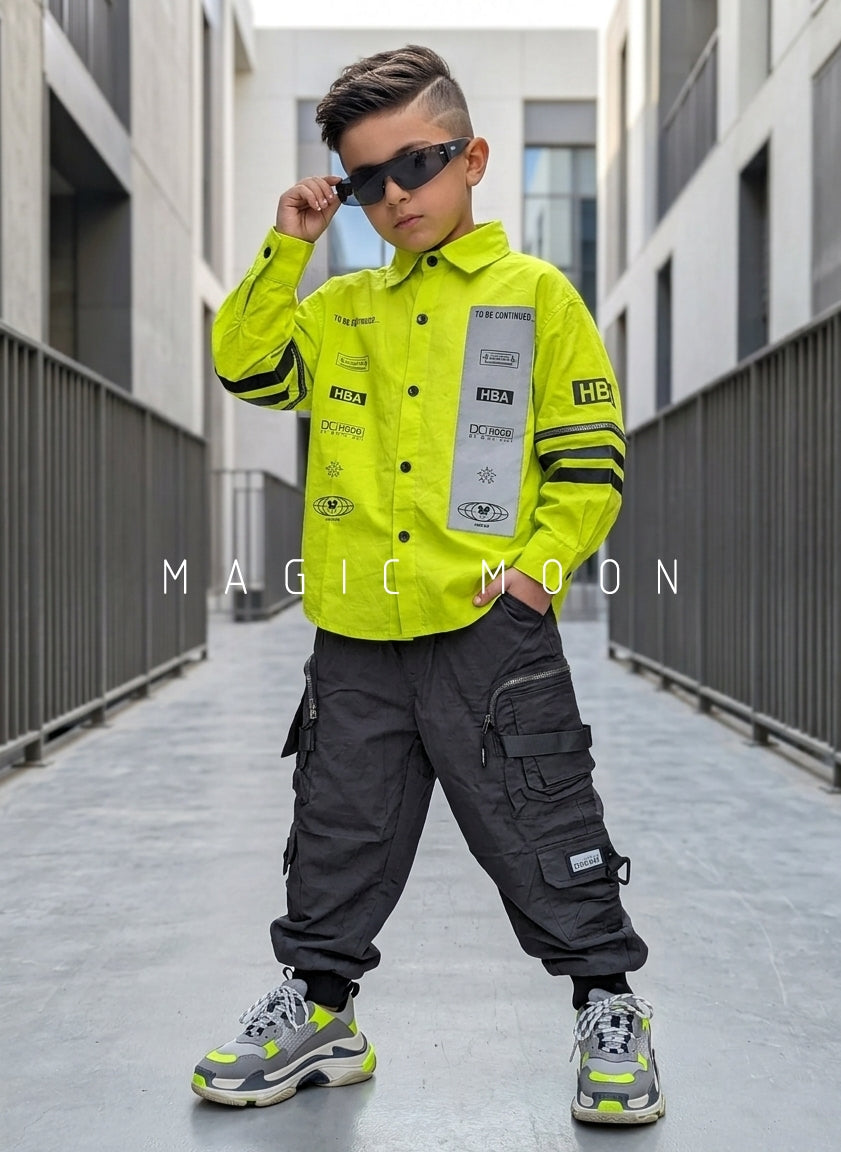 STB01 Unisex Full Sleeve Oversized Jacket with Cargo Baggy Pant Set