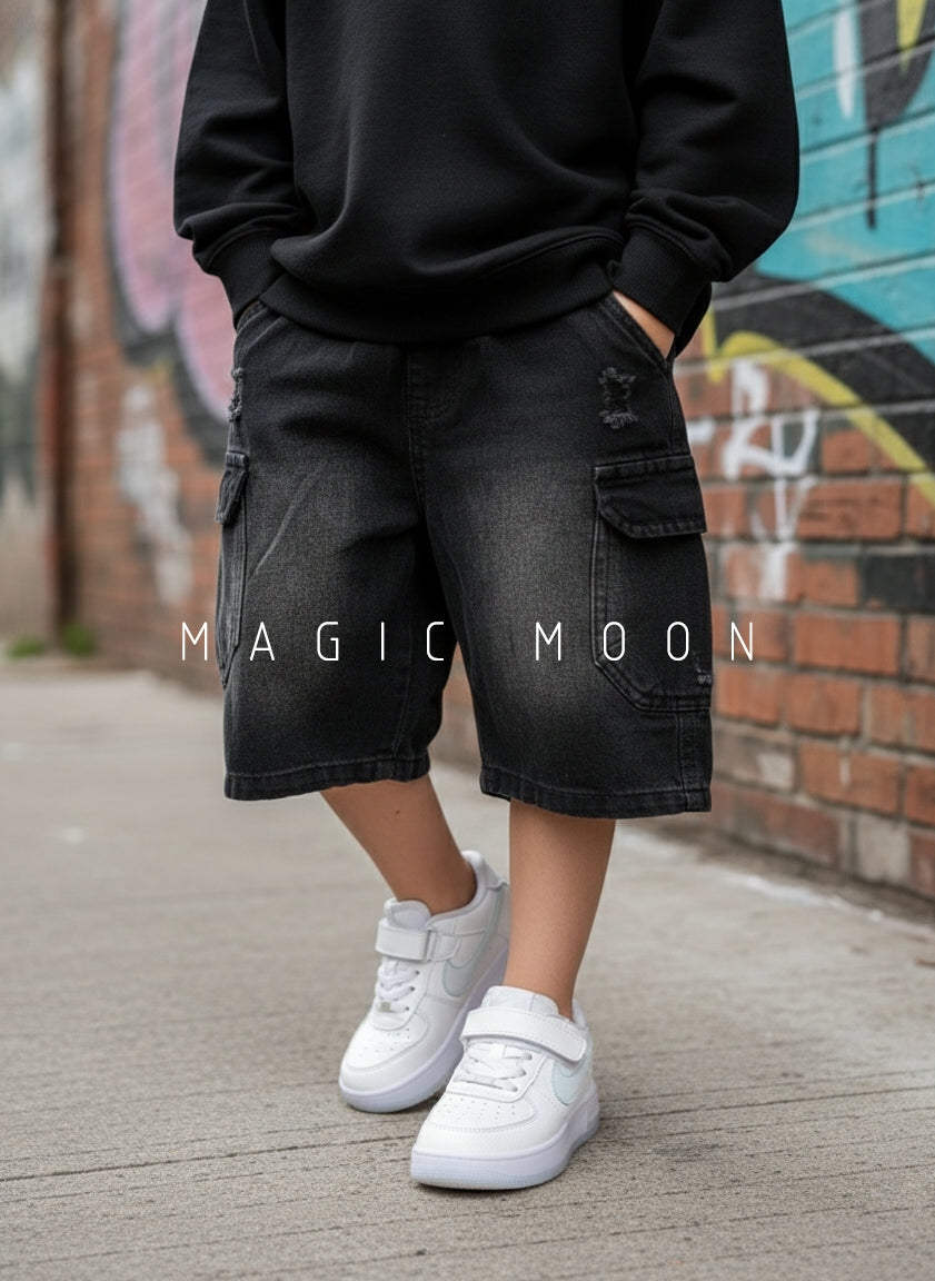Unisex Knee Length Denim Shorts