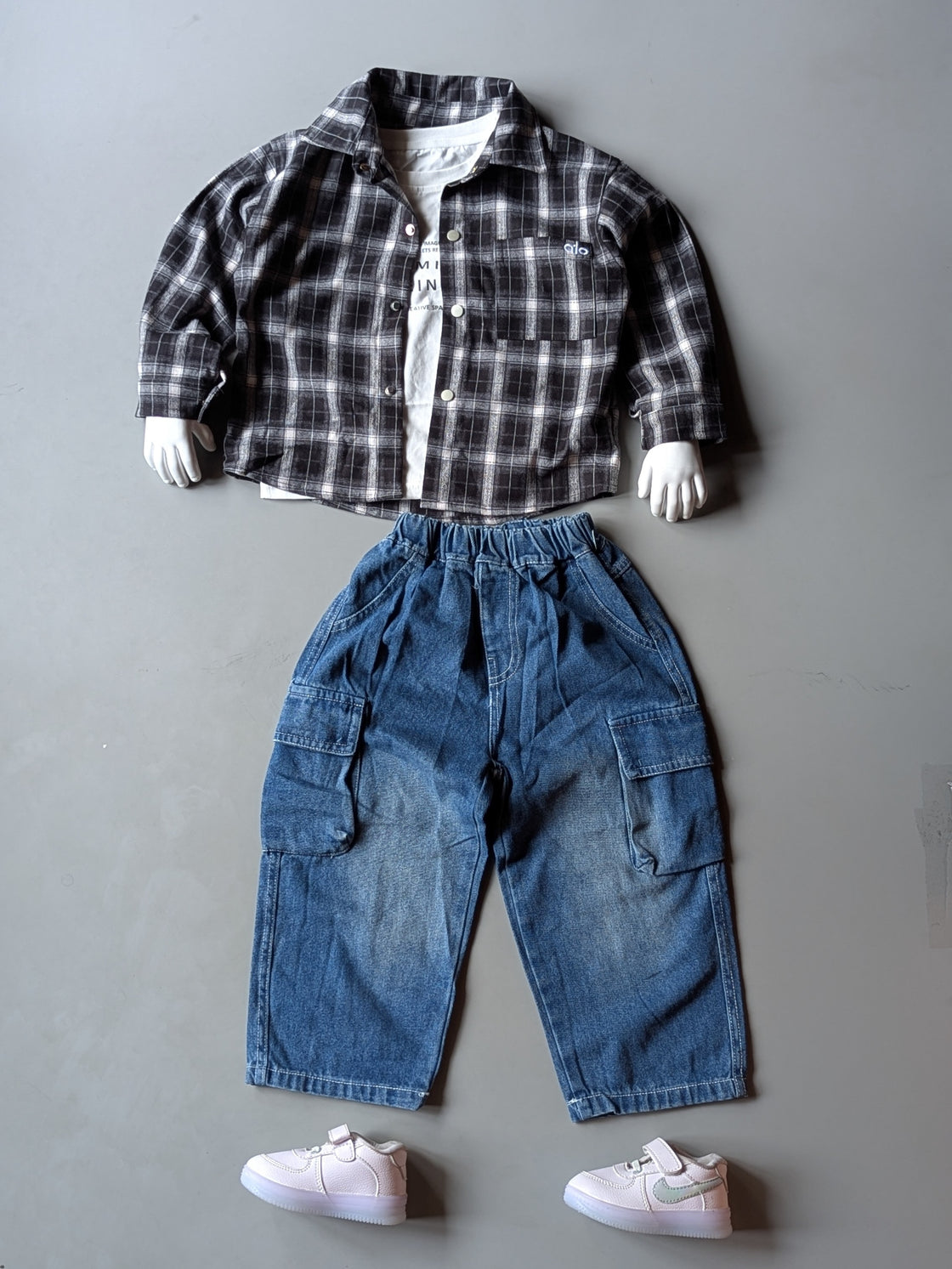 Unisex Full Sleeve Oversized Shirt Inner T Shirt and Pant Set