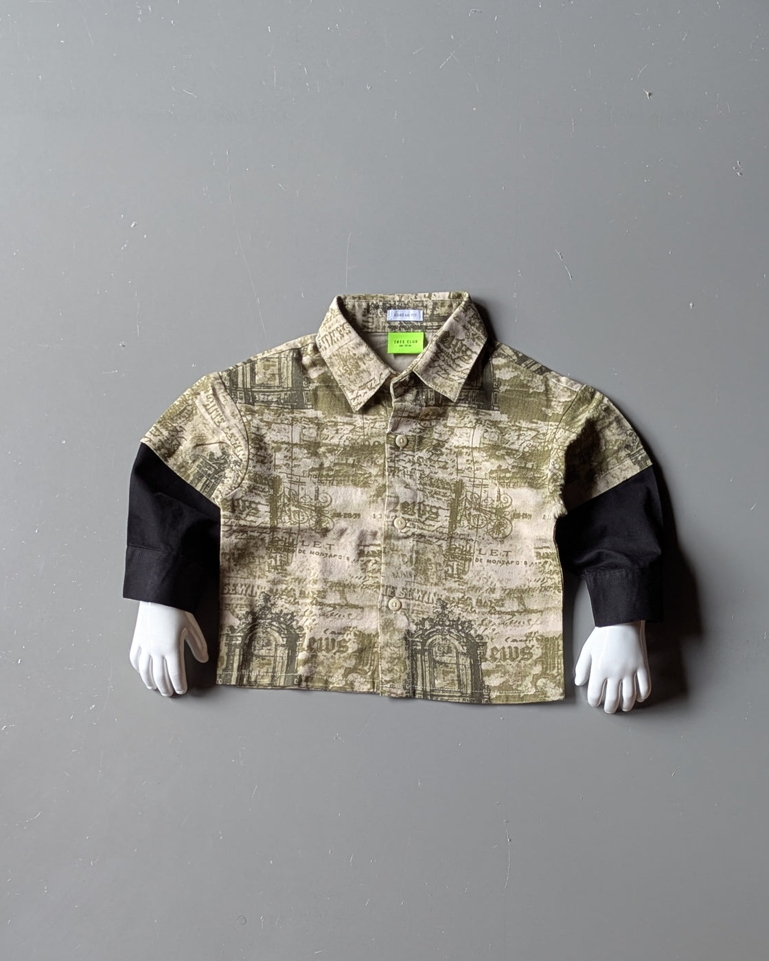 Full Length Layered Sleeve All Over Printed Oversized Shirt