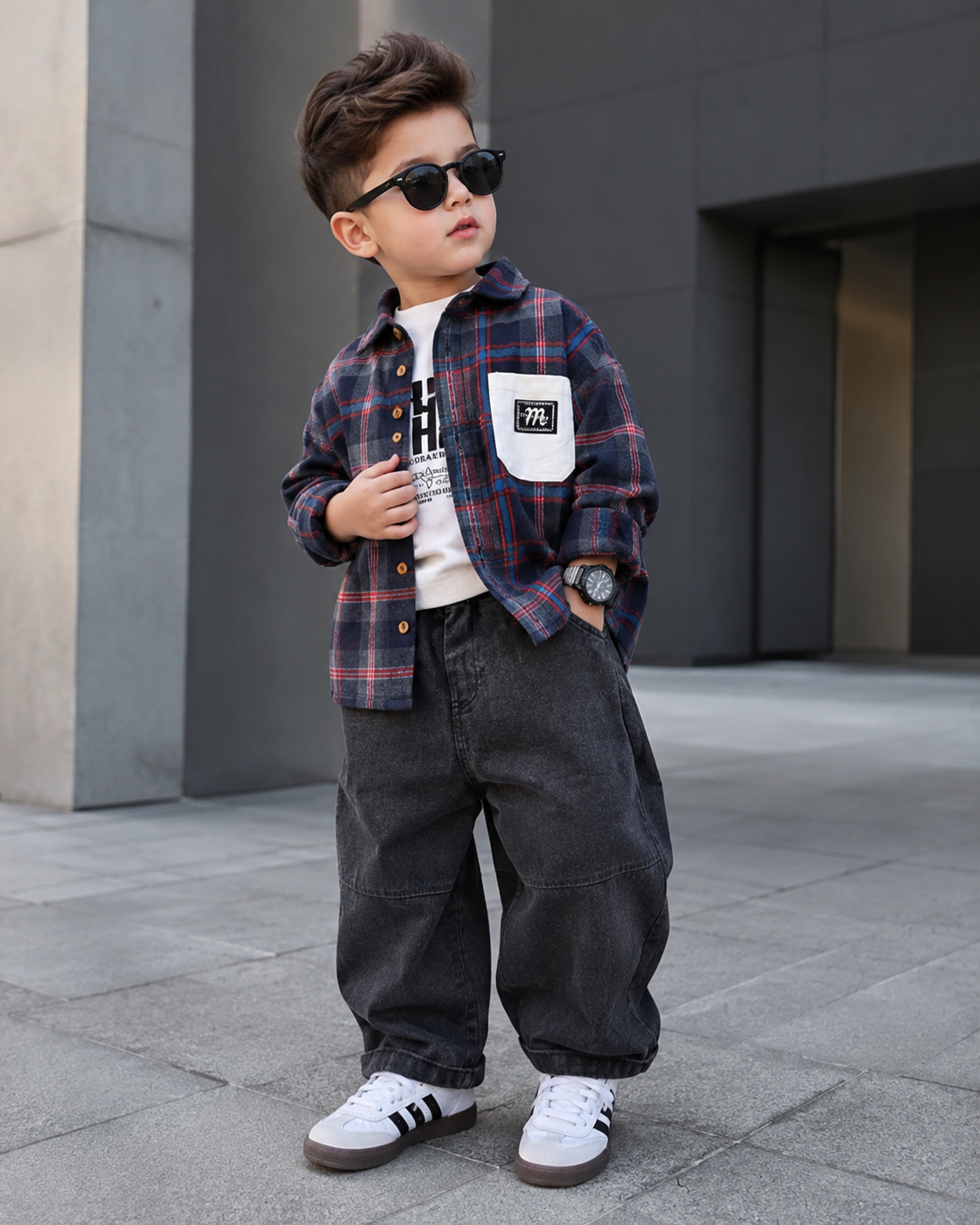 STIM109-02 Unisex Full Sleeve Oversized Shirt with Inner T Shirt and Pant Set