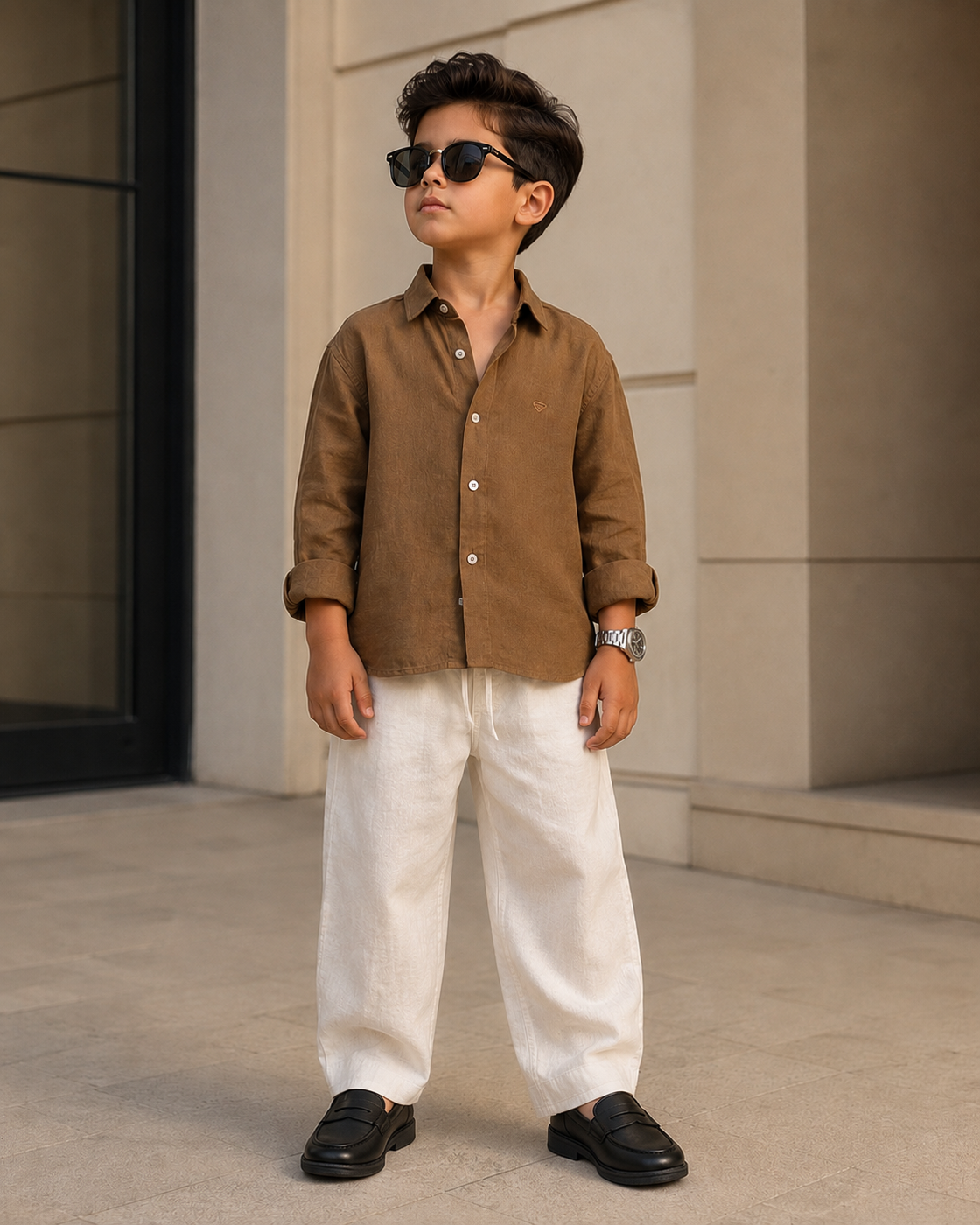 SHFS24 Boys Full Sleeve Oversized Linen Shirt