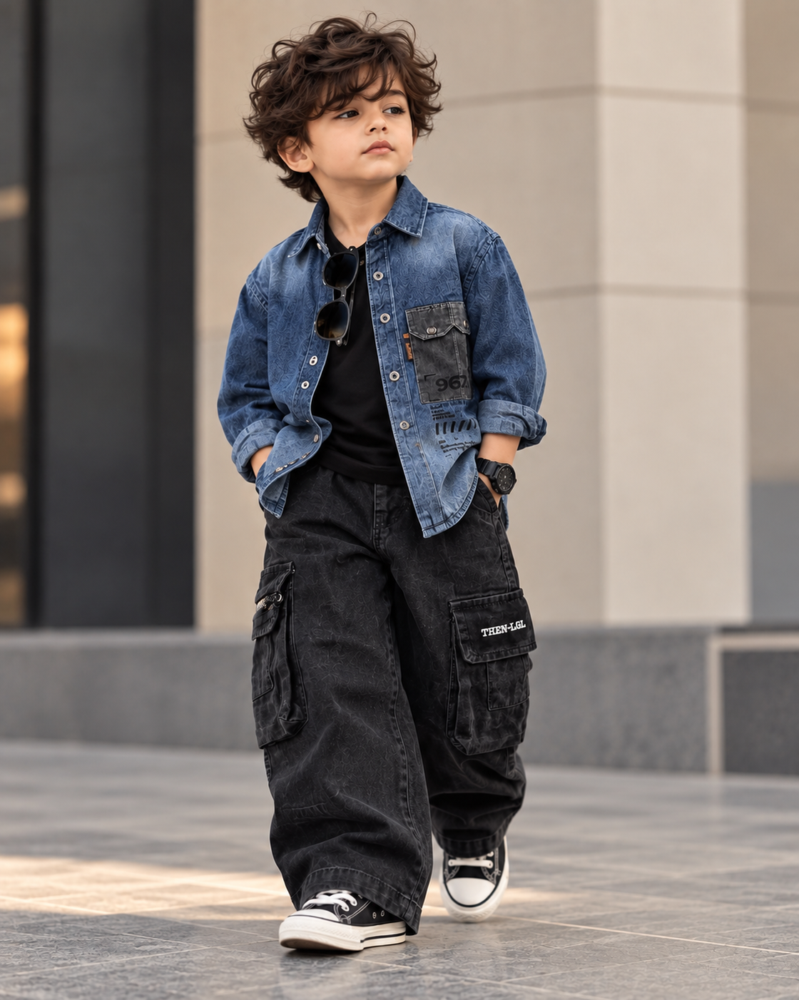 SHDMD101-02 Boys Full Sleeve Oversized Denim Shirt