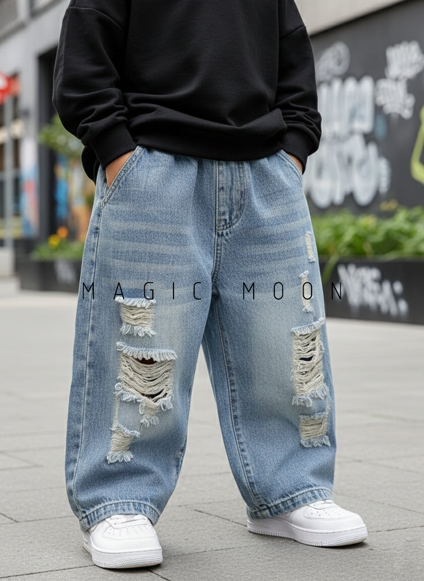 Unisex Distressed Super Baggy Jeans