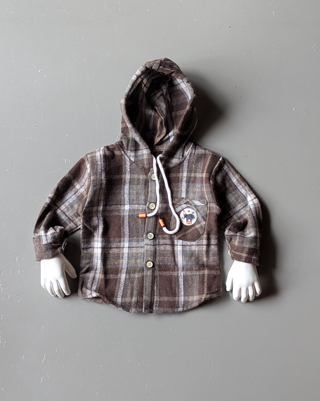Unisex Check Hooded Shirt