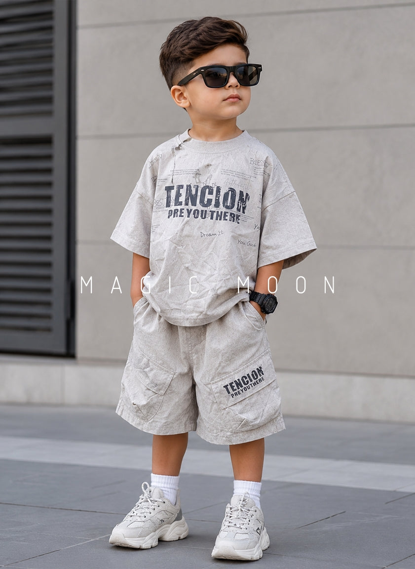 ST105 Unisex Half Sleeve Oversized T Shirt and Shorts Set