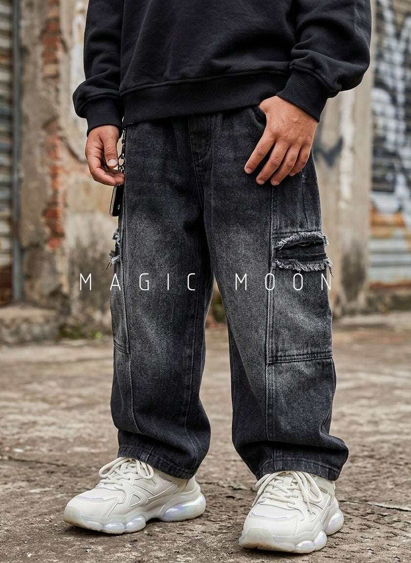 JN1000Unisex Double Shaded Baggy Jeans