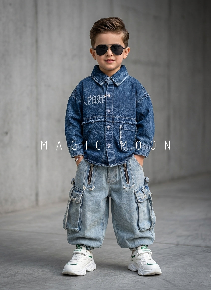 SHFS04 Boy's Full Sleeve Oversized Denim Shirt