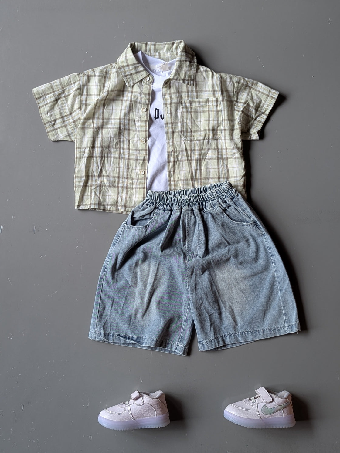 Boys Shirt, Inner T Shirt with Shorts Set