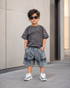 ST107 Unisex Half Sleeve Oversized T Shirt with Attached Chain and Shorts Set