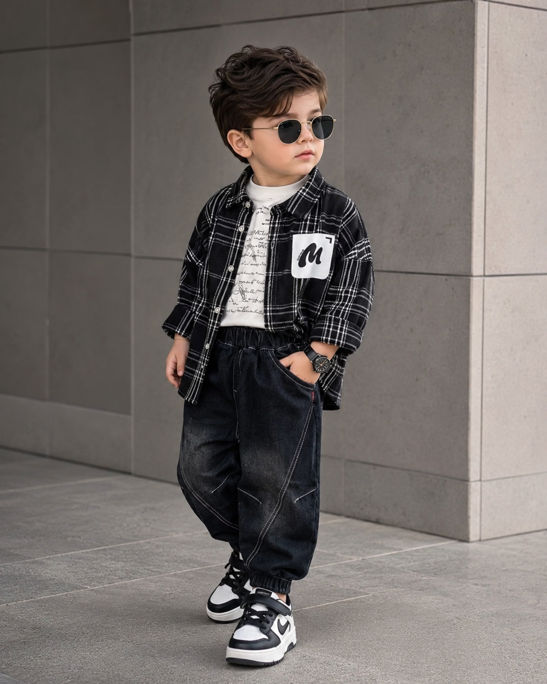 STIM109-03 Unisex Full Sleeve Oversized Shirt with Inner T Shirt and Pant Set