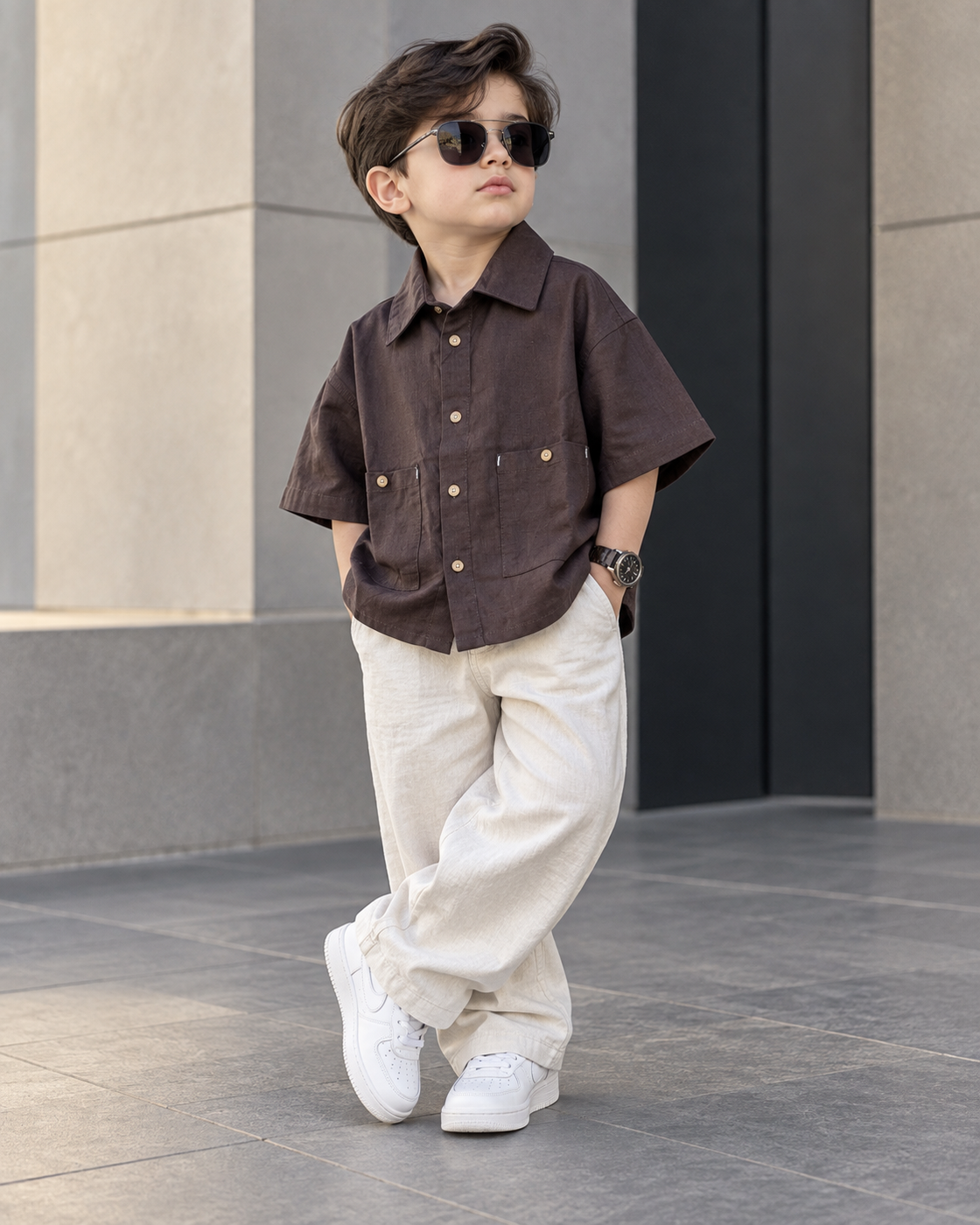 SHBYA01-04 Boys Half Sleeve Oversized Shirt