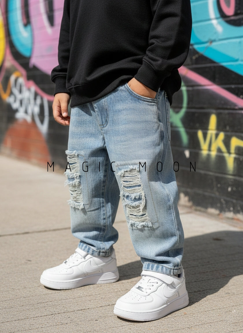 Unisex Distressed Baggy Jeans
