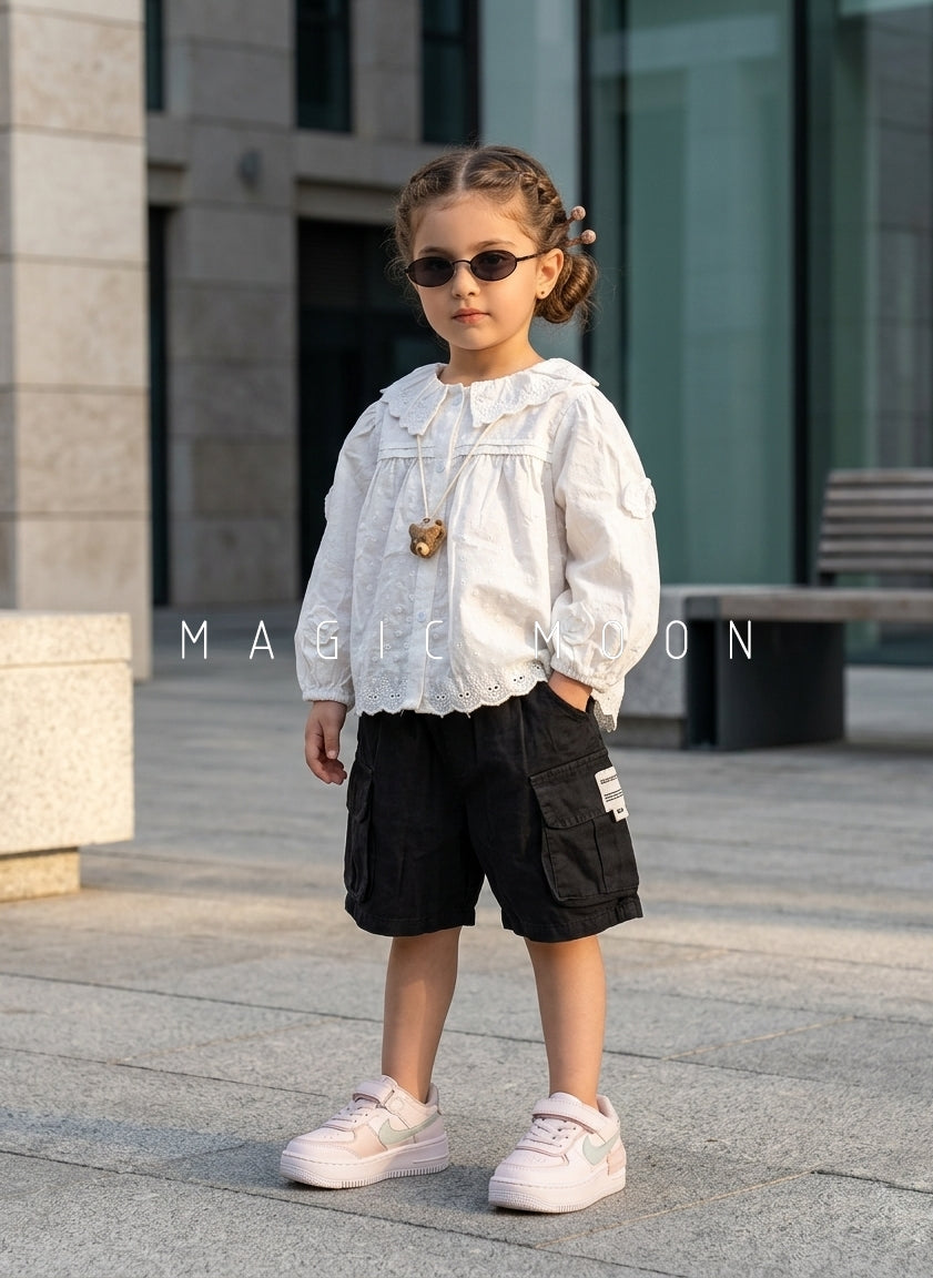 GTP01 Girl's Full Sleeve Oversized Top with Attached Chain