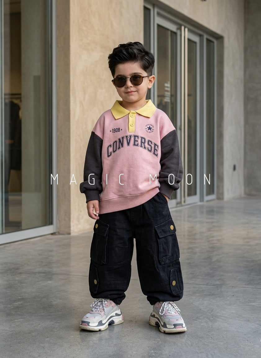 TSS03 Unisex Full Sleeve Oversized Polo T Shirt