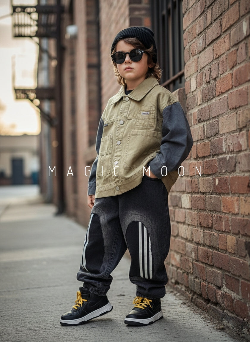 Unisex Full Sleeve Oversized Colour Block Jacket