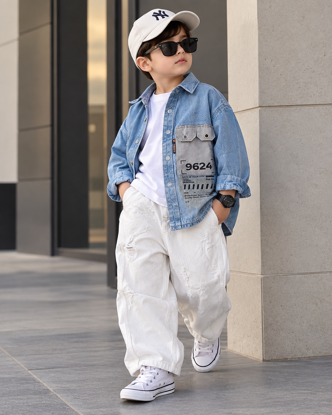 SHDMD101-03 Boys Full Sleeve Oversized Denim Shirt