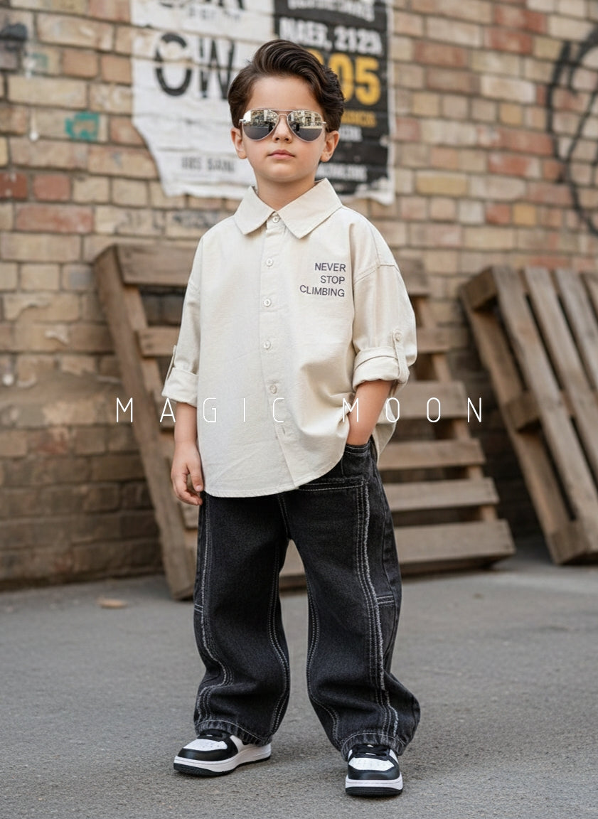 Boy's Full Sleeve Oversized Shirt