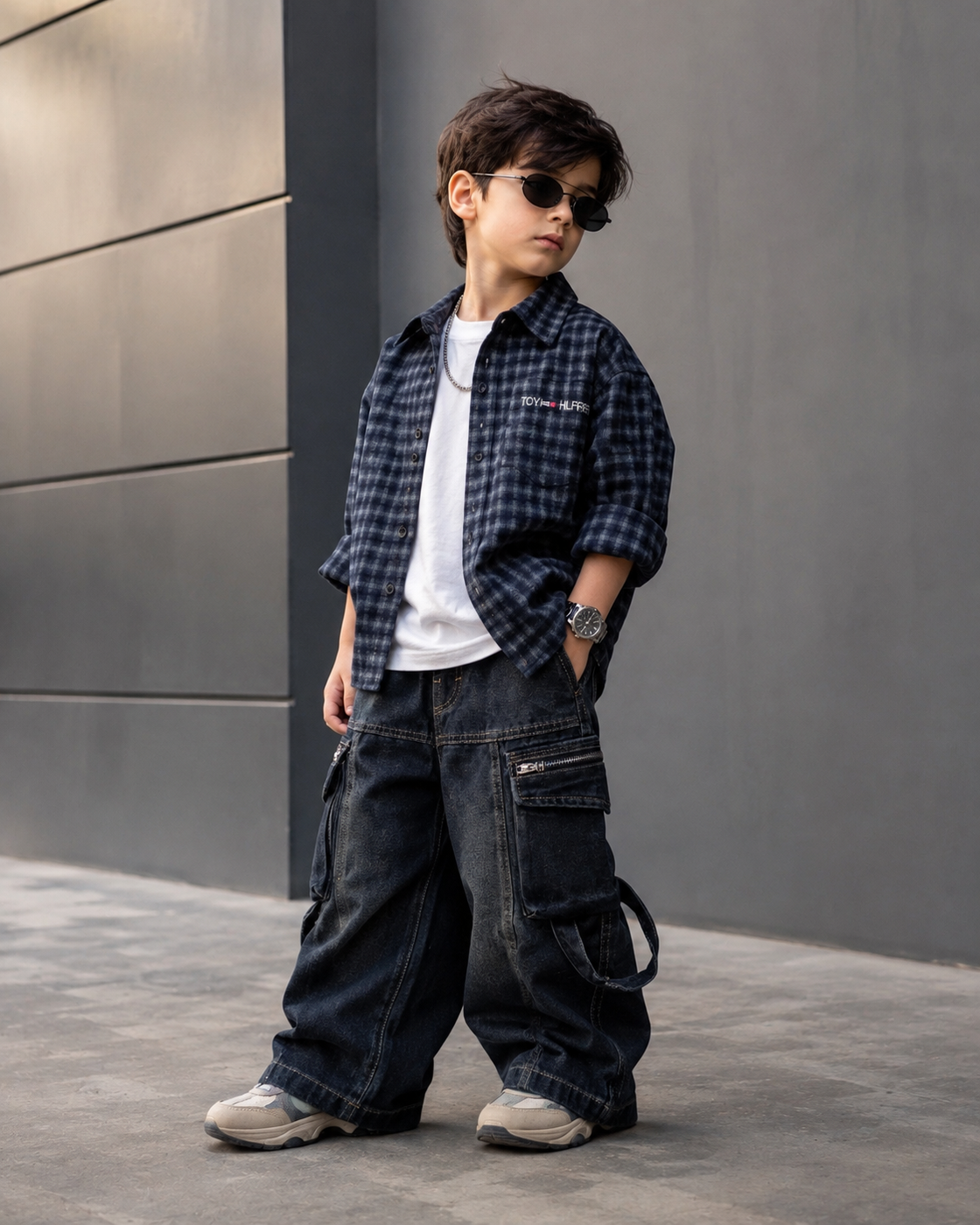SHIMV2-01 Unisex Full Sleeve Oversized Check Shirt