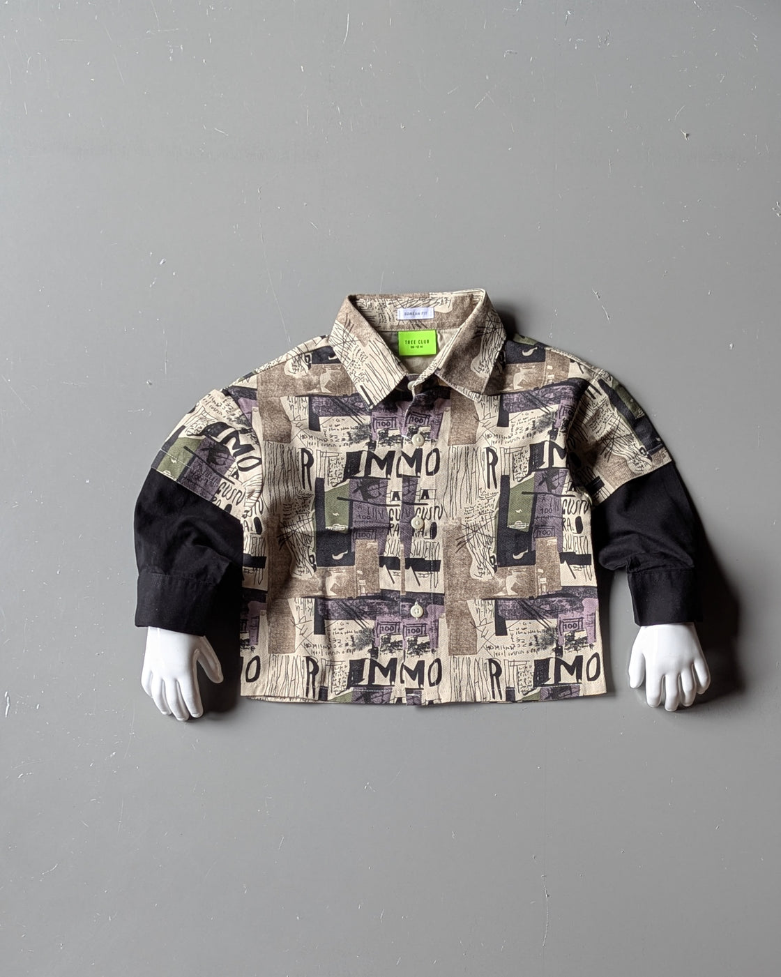 Full Length Layered Sleeve All Over Printed Oversized Shirt