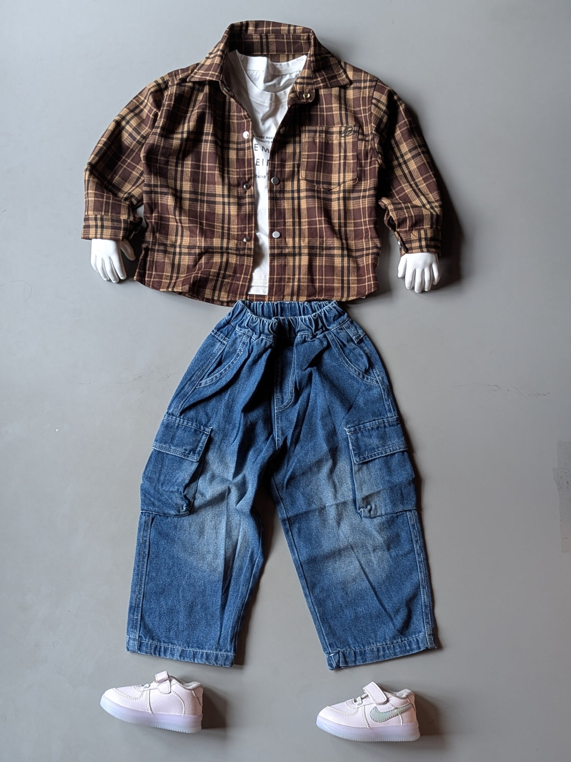 Unisex Full Sleeve Oversized Shirt Inner T Shirt and Pant Set